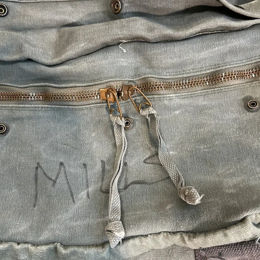 Vtg Distressed USAF Military Kit Bag Aviator Pilot Flyer Cotton Canvas Duffle